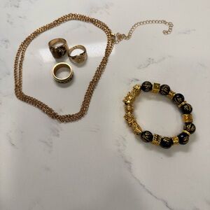 Elegant Gold and Black Jewelry Set